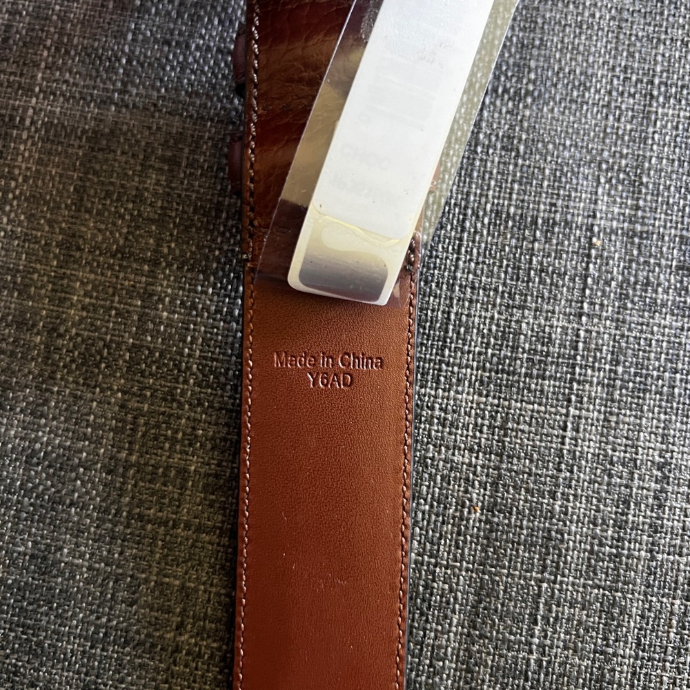 Perry Ellis Portfolio Leather Belt Brown‎ Size 50 Full Grain Cowhide NWT $52.50 - Picture 4 of 5